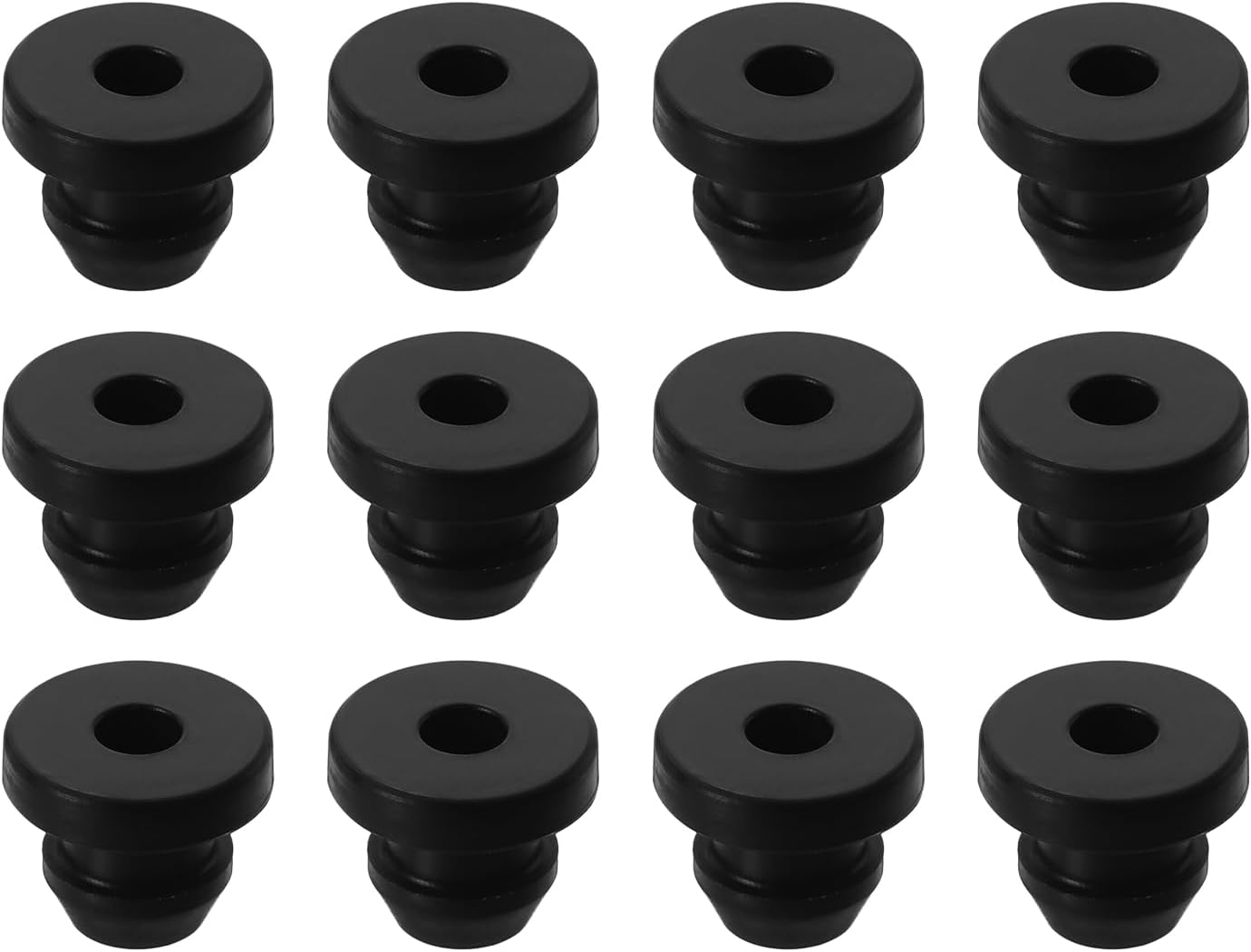 sourcing map 12Pcs Rubber Grommets Fit 0.22" (5.5mm) Hole Dia.0.33" (8.5mm) H 0.12"(3mm) ID Hole Top Hat Grommet Silicone Rubber Hole Plug Gasket for Electrical Box Cable Pipe, Black