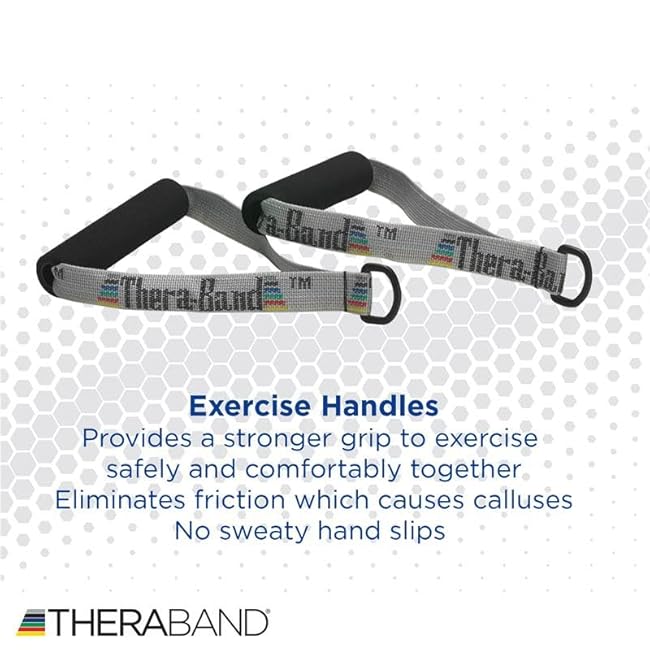 THERABAND Resistance Band Handles, Attachments for Resistance Bands and Tubing, Pair of Foam Grip Pull Handles for Lower and Upper Body Exercises, Pilates, Yoga, Home Workouts without Weights