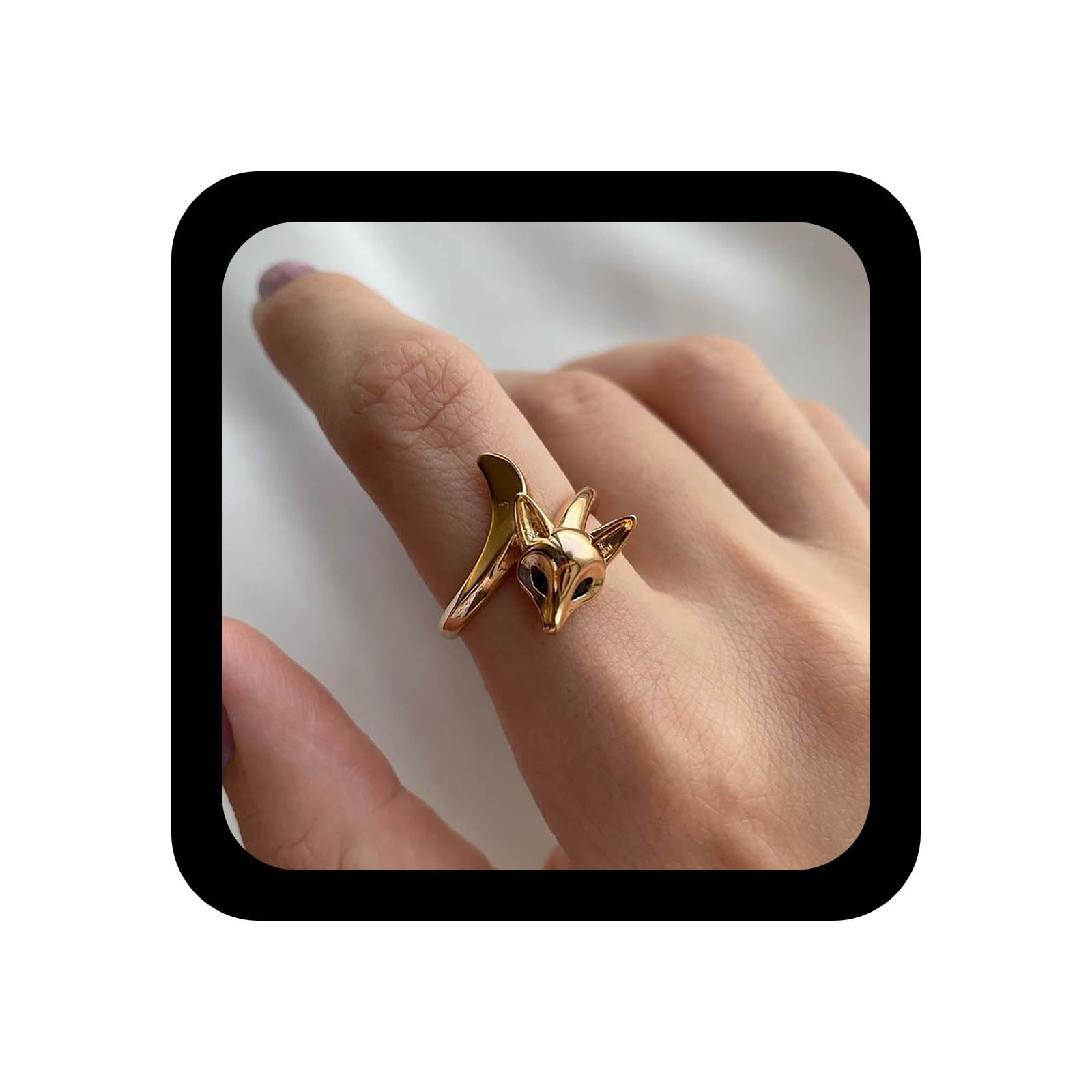 Amazon.com: Andelaisi Boho Vintage Animal Fox Open Rings - Gold