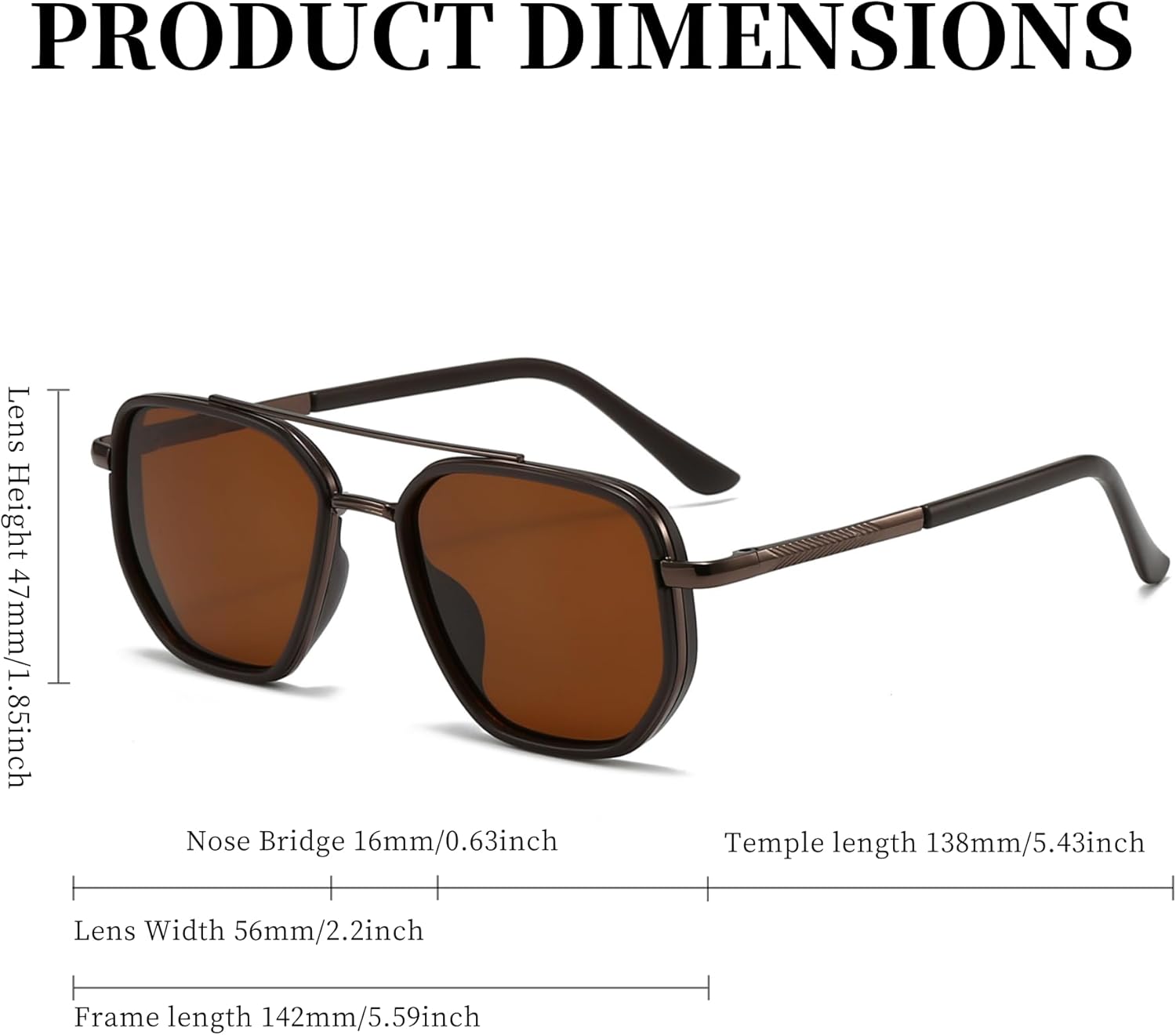 Square Retro Aviator Sunglasses for Women Trendy Womens Sunglasses Polarized UV Protection Tangle Free Metal Frame - Image 6