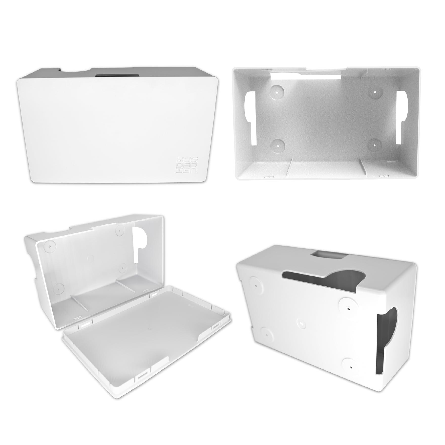 Caja de gestión de Cables para Cables, Elegante y Duradera Caja organizadora de Cables para Ocultar Cables y regletas, Caja de Cables de Montaje en Pared (Blanco)