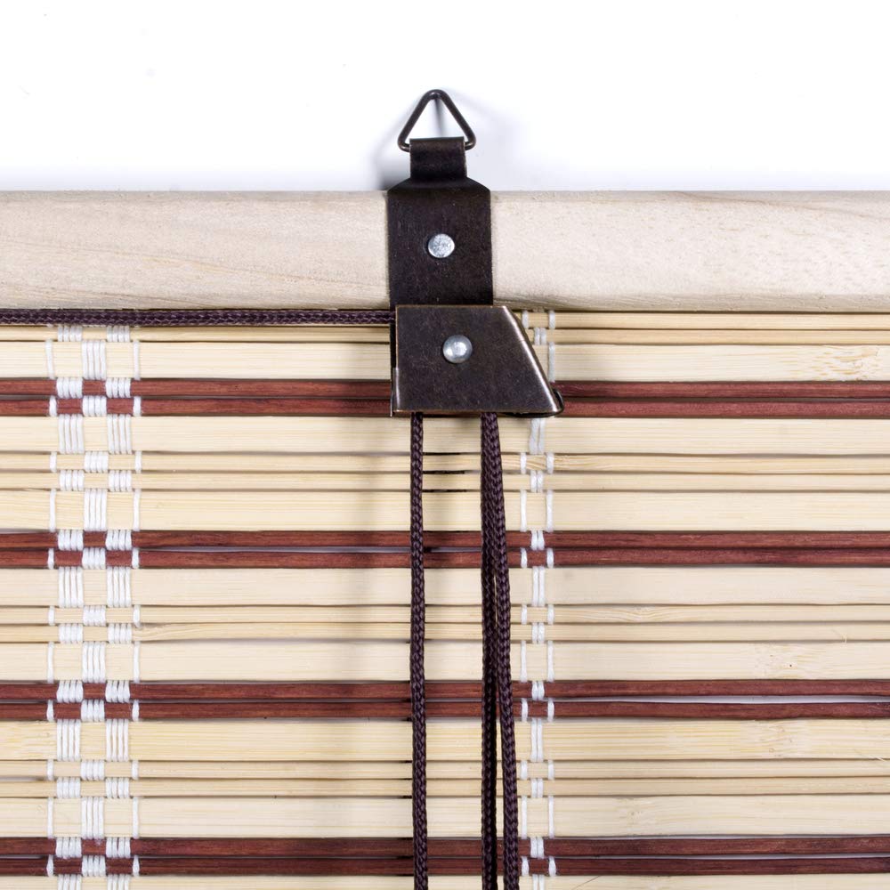 VERDELOOK | Tapparella Egitto, Tapparella in bambù con Bordo in Cotone, 120x250 cm, Beige con Bordo Marrone Scuro, Tapparella per Finestre