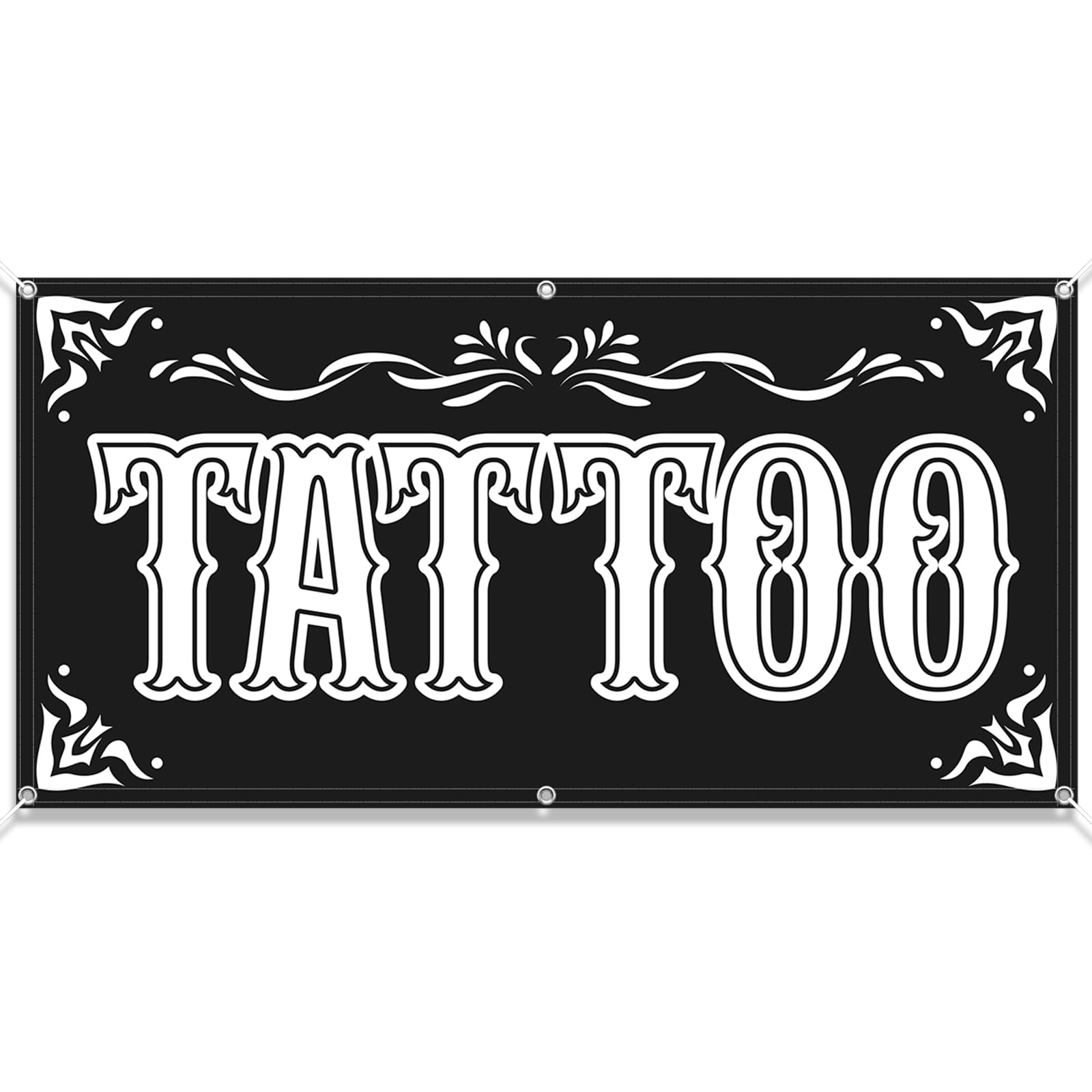 Tudomro 2x4 Feet Tattoo Banner Sign Fabric Polyester with Grommets Tattoos Advertising Banner for Outdoor Business and Events Publicity — image 1
