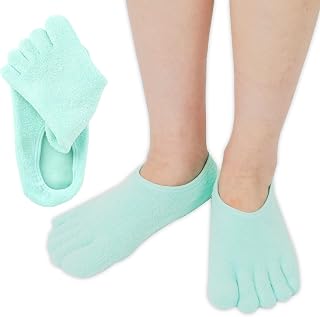 Zxfuture 5-Toe Gel Moisturizing Socks for Dry Cracked Heels - Aloe & Shea Infused Hydrating Foot Care, Soft Fuzzy Spa Socks for Women & Men (Large)