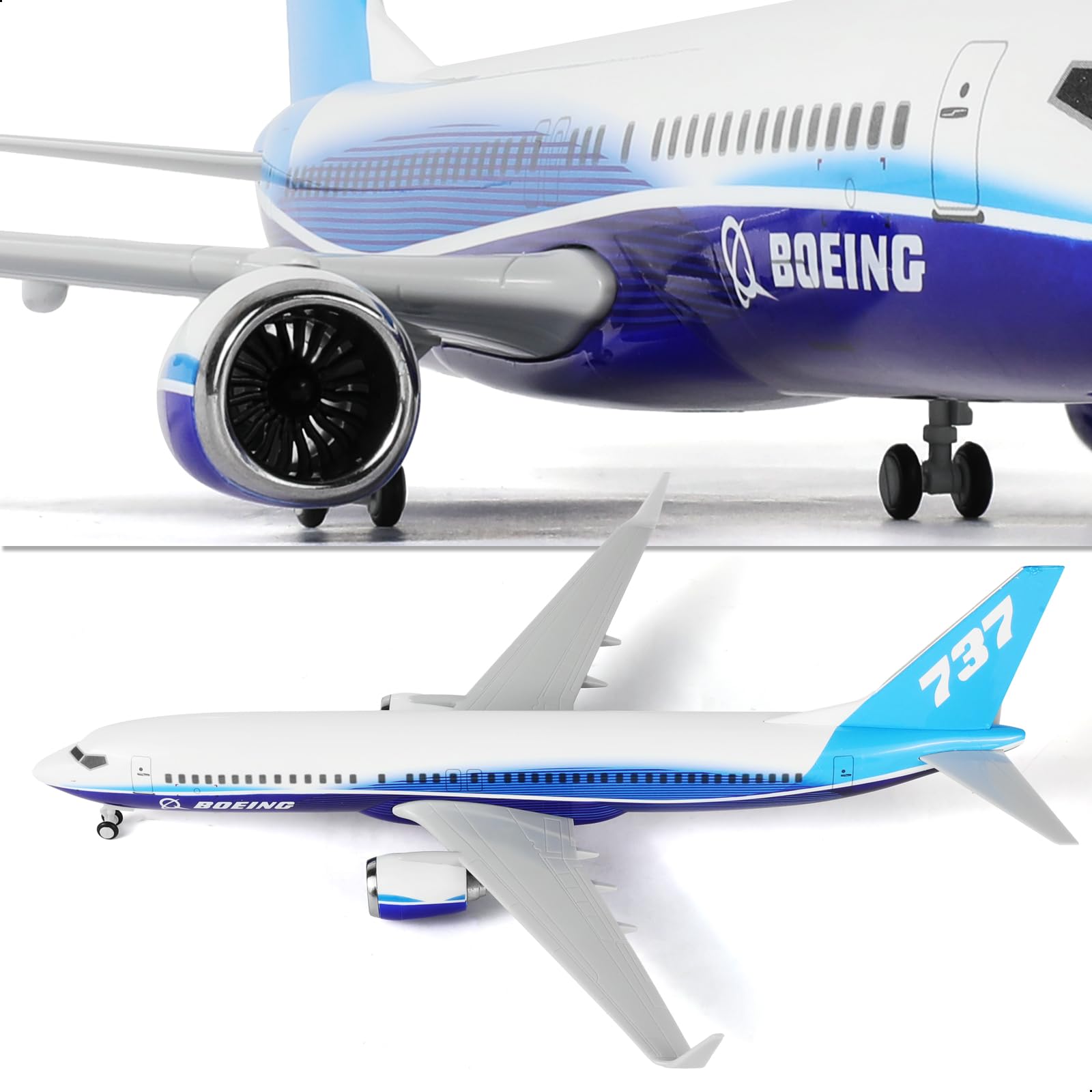 737 Prototypowy model samolotu żywica ze stojakiem 30 cm