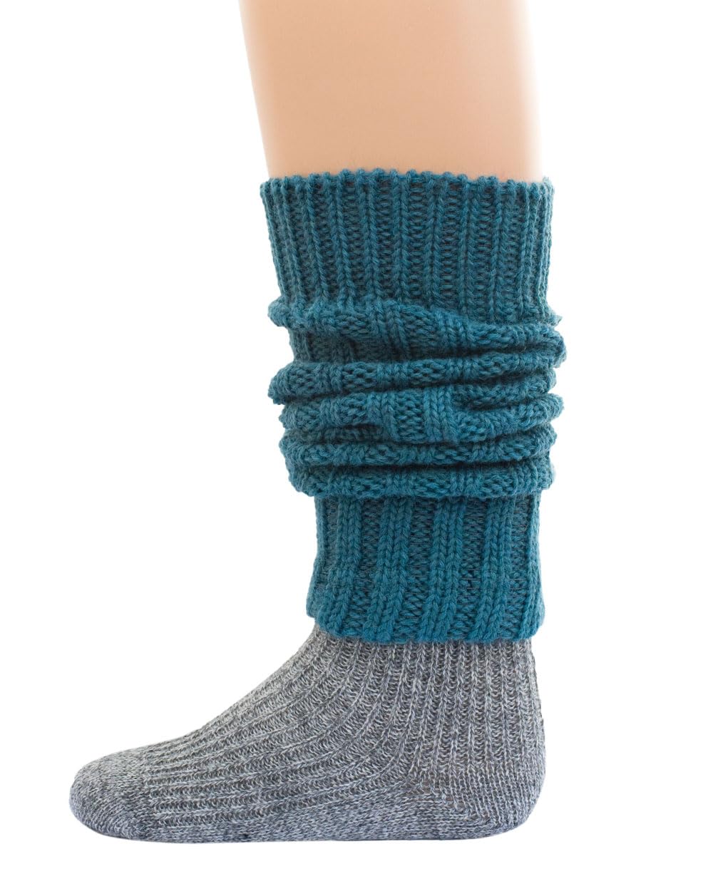 Hirsch Natur Petrol Merino Children's Leg Warmers Chunky Knit 100% Virgin Wool (Kbt), One Size