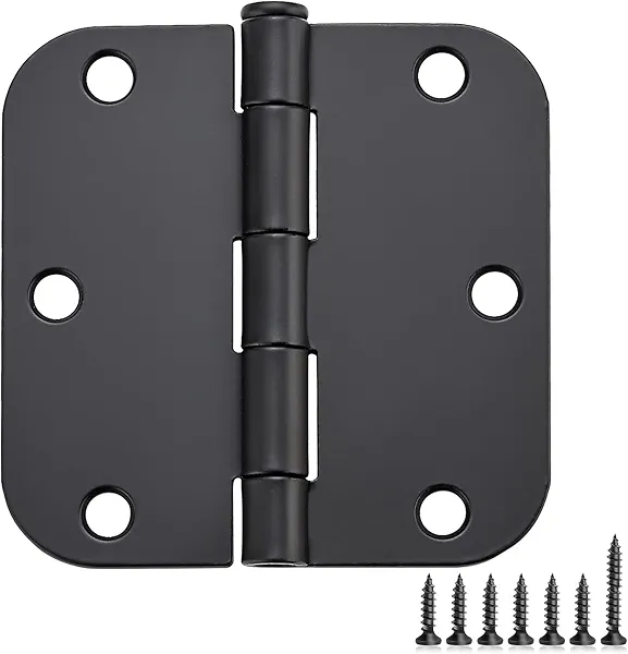 Ravinte 18 Pack Matte Black Door Hinges 3.5"x 3.5" Door Hardware Controls Rounded 5/8" Radius Corners Interior Door Hinges, Steel Bifold Residential Standard Black Hinges 3.5" for Interior Doors