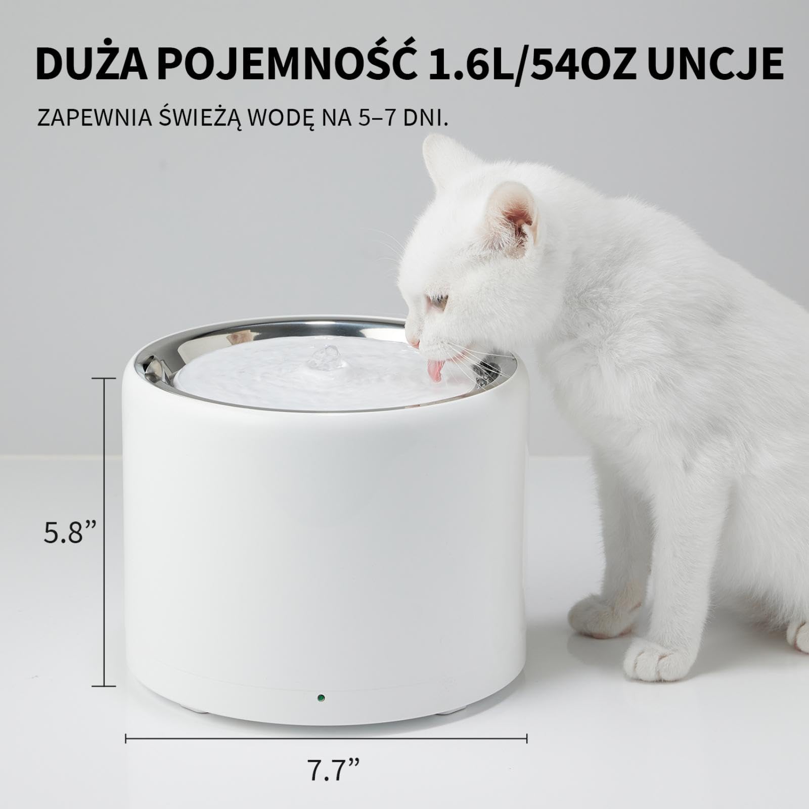 PETKIT Fontanna dla Kotów ze Stali Nierdzewnej, 1,8L, Kontrola Aplikacji, Bezprzewodowa Pompa, 25dB Ciszy, Potrójny Filtr, 3 Tryby, Wolny od Bakterii, Fontanna dla Kota