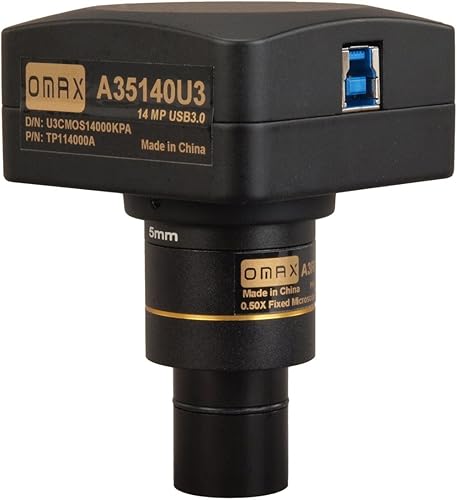 OMAX Cámara de microscopio USB digital USB3.0 de 14.0MP con software avanzado y diapositiva de calibración (Windows 8 y 10, Mac OS X, compatible con
