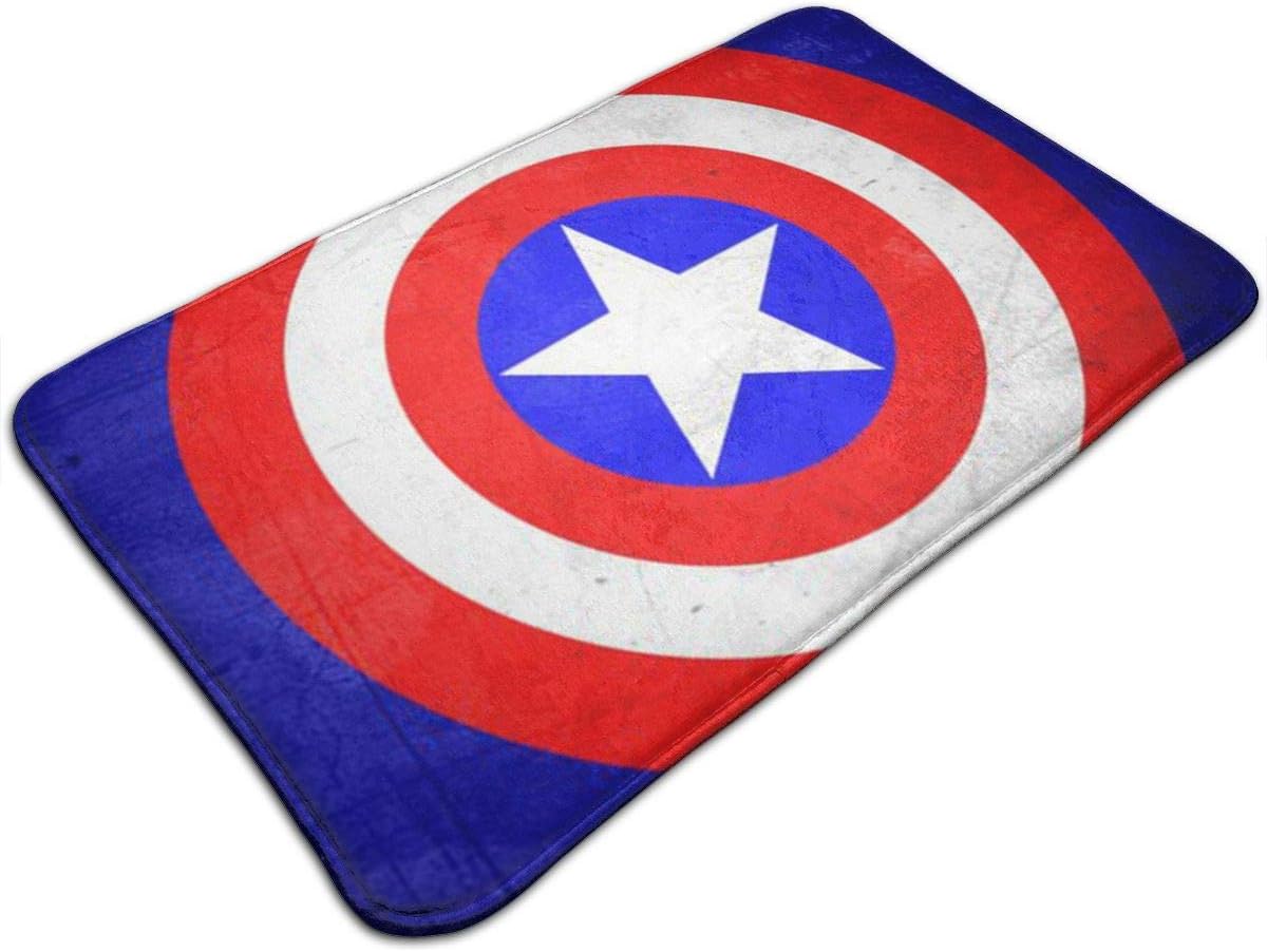 Duwamesva Bath Mat- Captain America Design, Non Slip Absorbs Soft Rug Carpet for Indoor Outdoor Patio