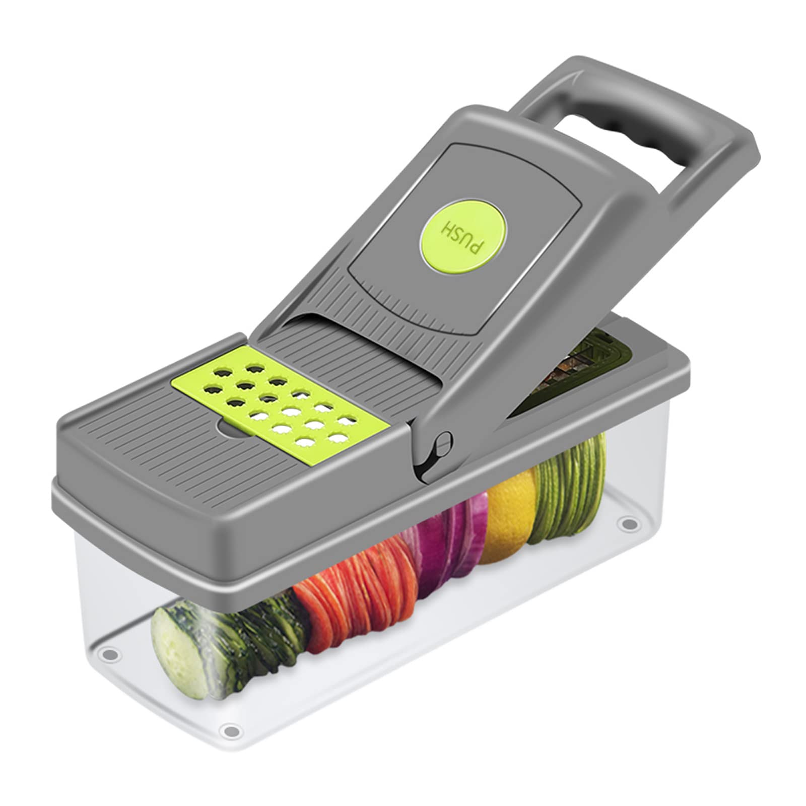 Affettatrice multifunzionale 14 in 1, tritaverdure super e professionale, affettatrice per uova, tritacarne per cipolle, set di gadget da cucina ottimo strumento per tagliare, tagliare e Julienne.