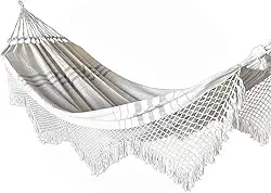 Rede Grande De Dormir Para Casal King Reforçada 4,70 Metros Cor:Cru