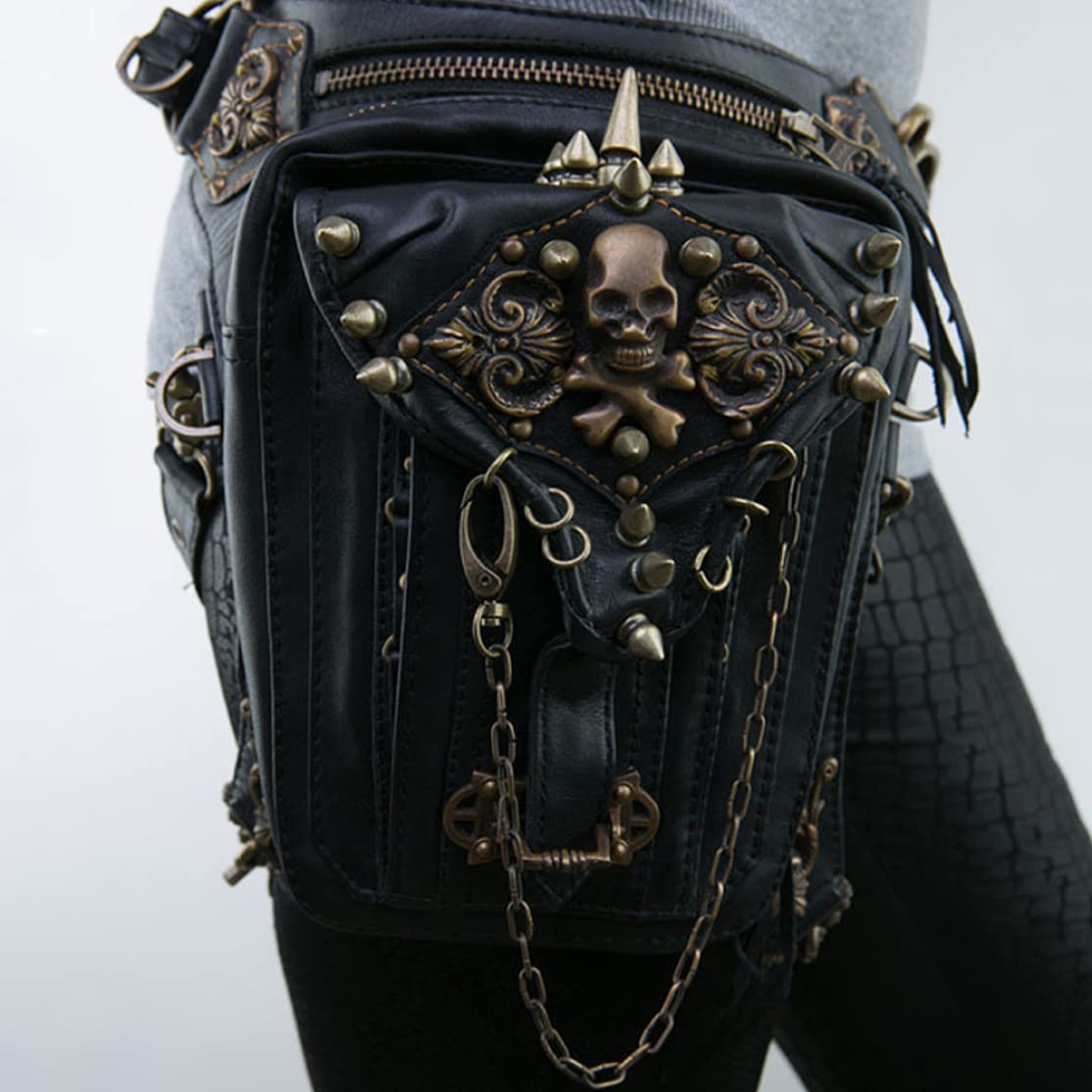 Riñonera Steampunk para Hombre y Mujer, Bolso de Hombro con Calavera gótica