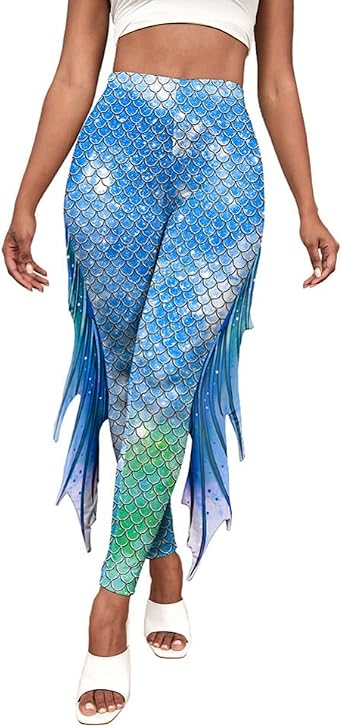 Yogo Leggings for Women Mermaid Costume Mermaid Dress Mermaid Pants Halloween Mermaid Tights