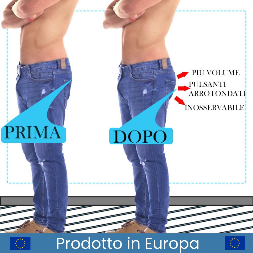 ARIUS Pacco 2 Mutande con Cuscinetti con Imbottitura Posteriore - Intimo Uomo con Culo - Mutanda Imbottita Glutei - per Aumentare Il Volume e Le Dimensioni dei Glutei - Men's Padded Buttocks