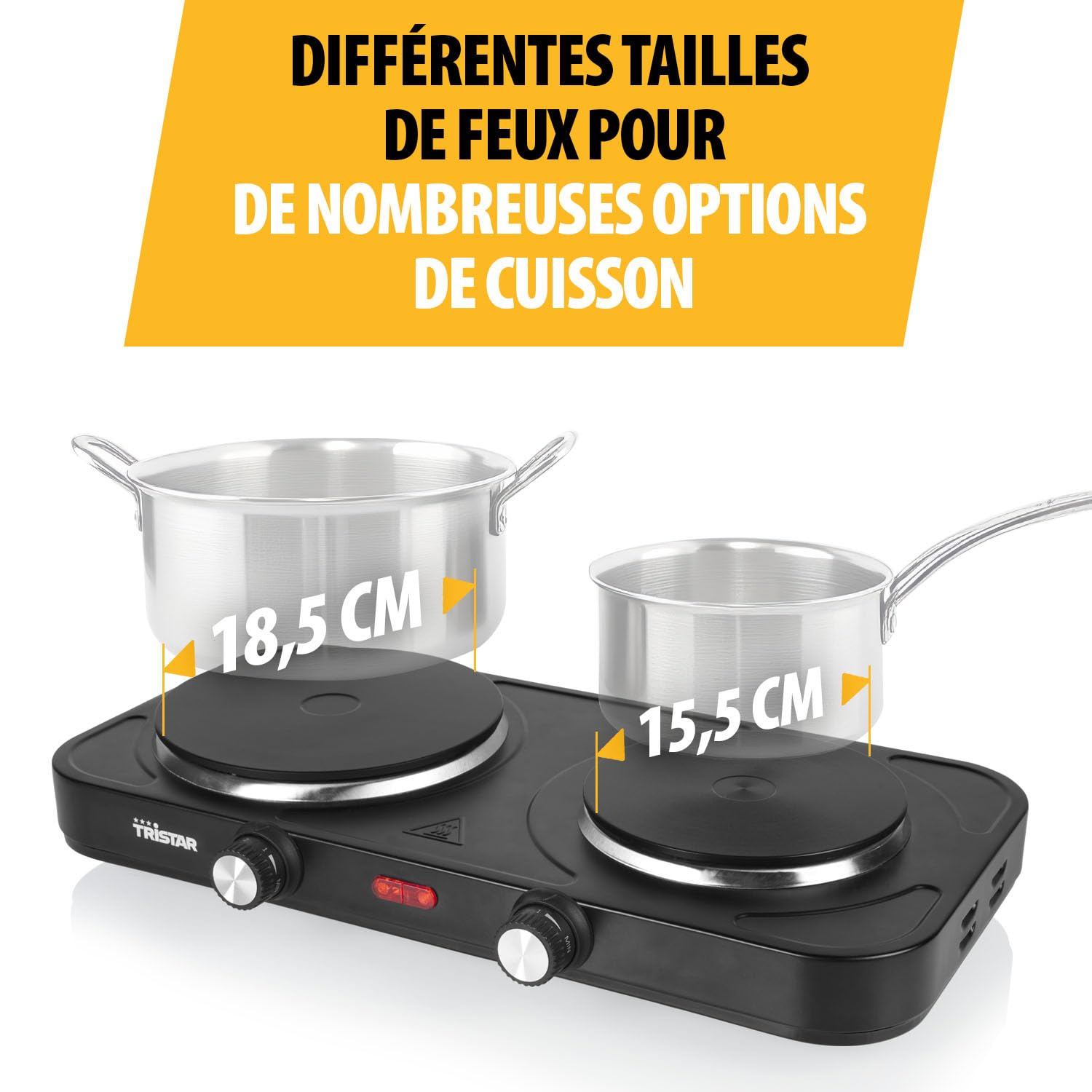 Tristar Plaque de cuisson électrique Double feu 2500 W 15,5 18,5 cm Thermostat réglable