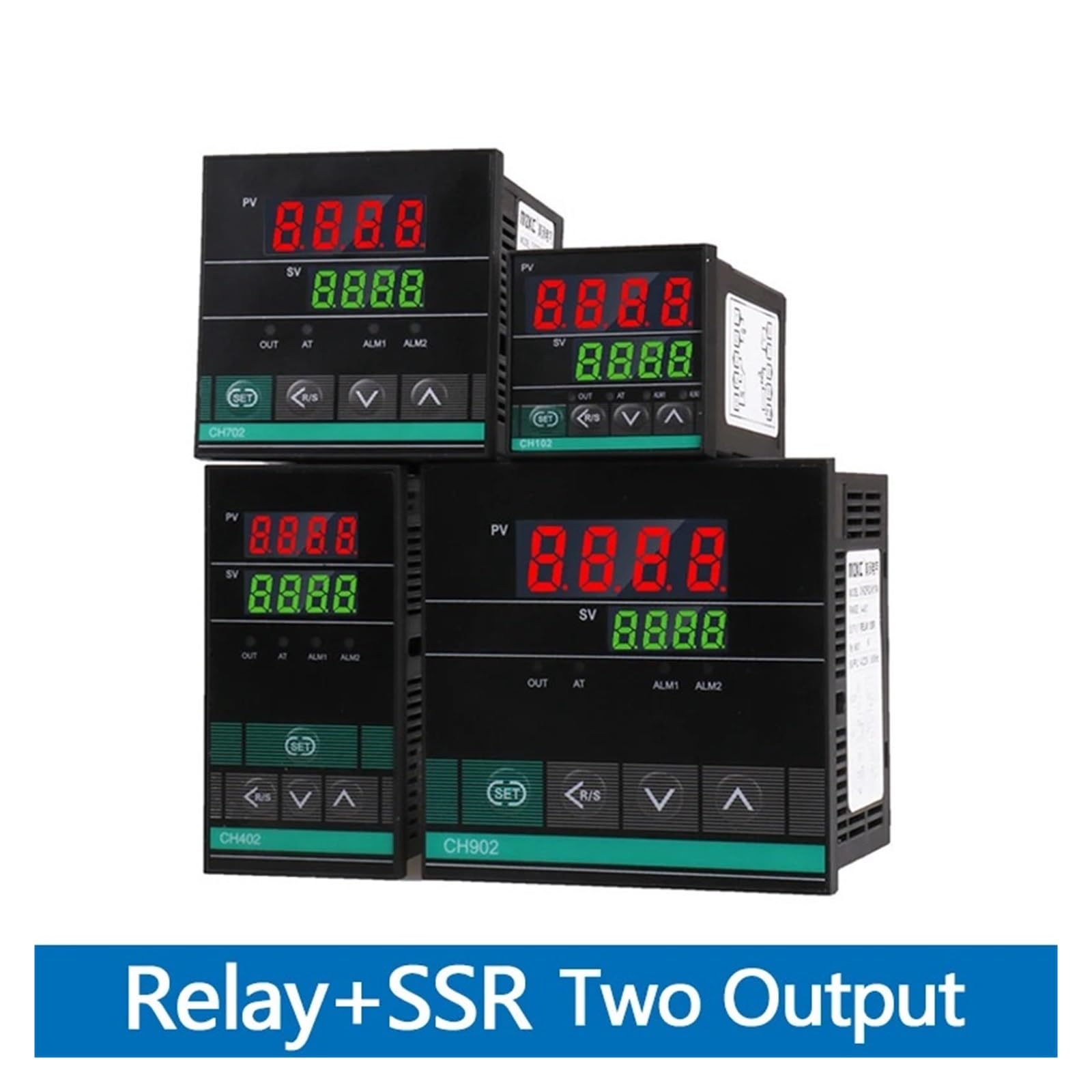 Controlador de Temperatura Termostato de Entrada Universal de Salida Dual Regulador de Temperatura Digital Controlador PID CH102 CH402 CH702 CH902 Relé SSR(CH402(48x96mm))