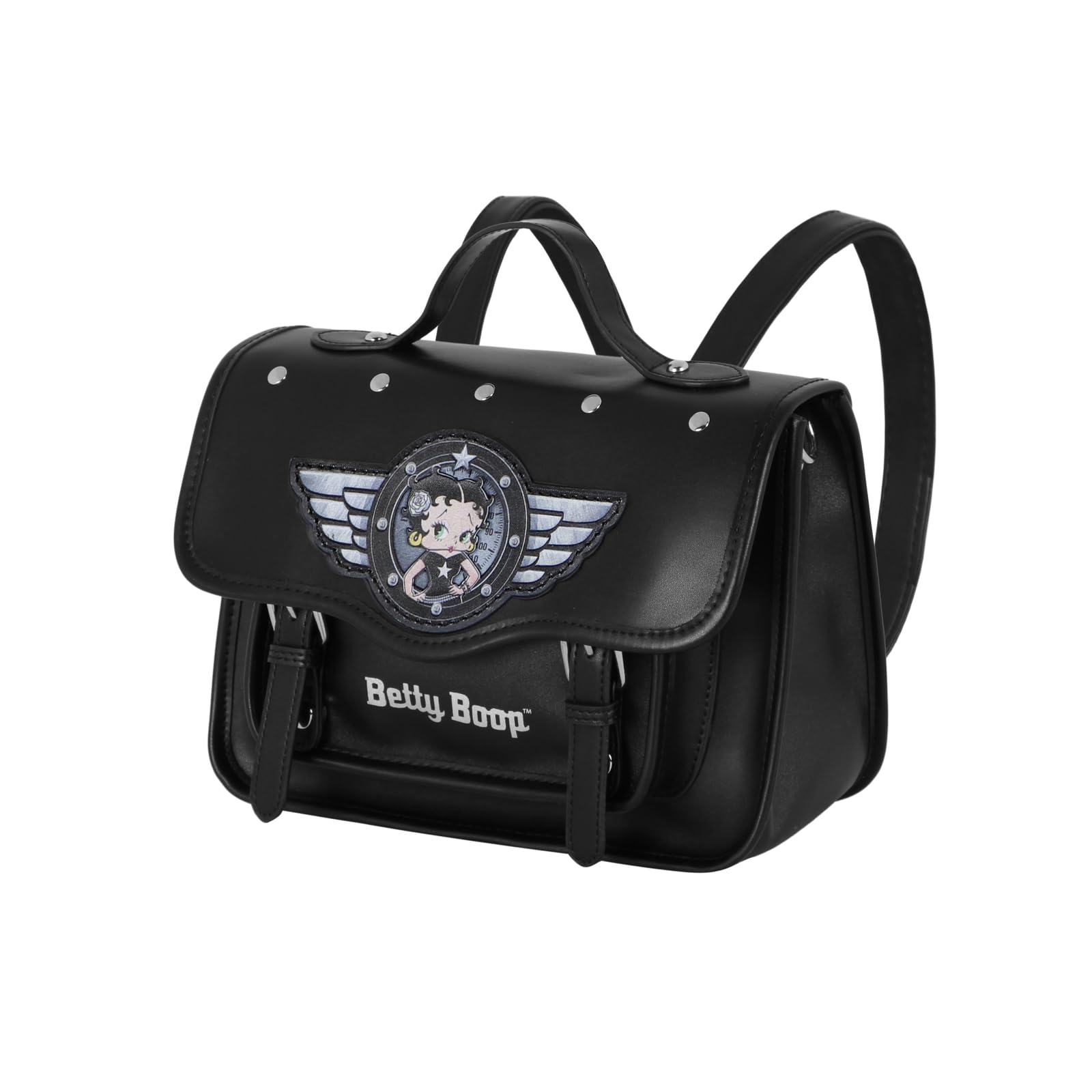 Betty Boop Motor Love-Sac à Bandoulière-Sac à Dos Satchel, Noir, 27 x 19 cm
