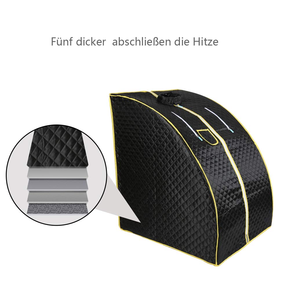 Sauna Portable, Mini Sauna à Vapeur, Cabine de Sauna Portatif pour une Personne, Peut Soulager la Fatigue, Perdre du Poids, Chronométrer et Réguler la Température à Distance (75 * 35 * 25cm noir)