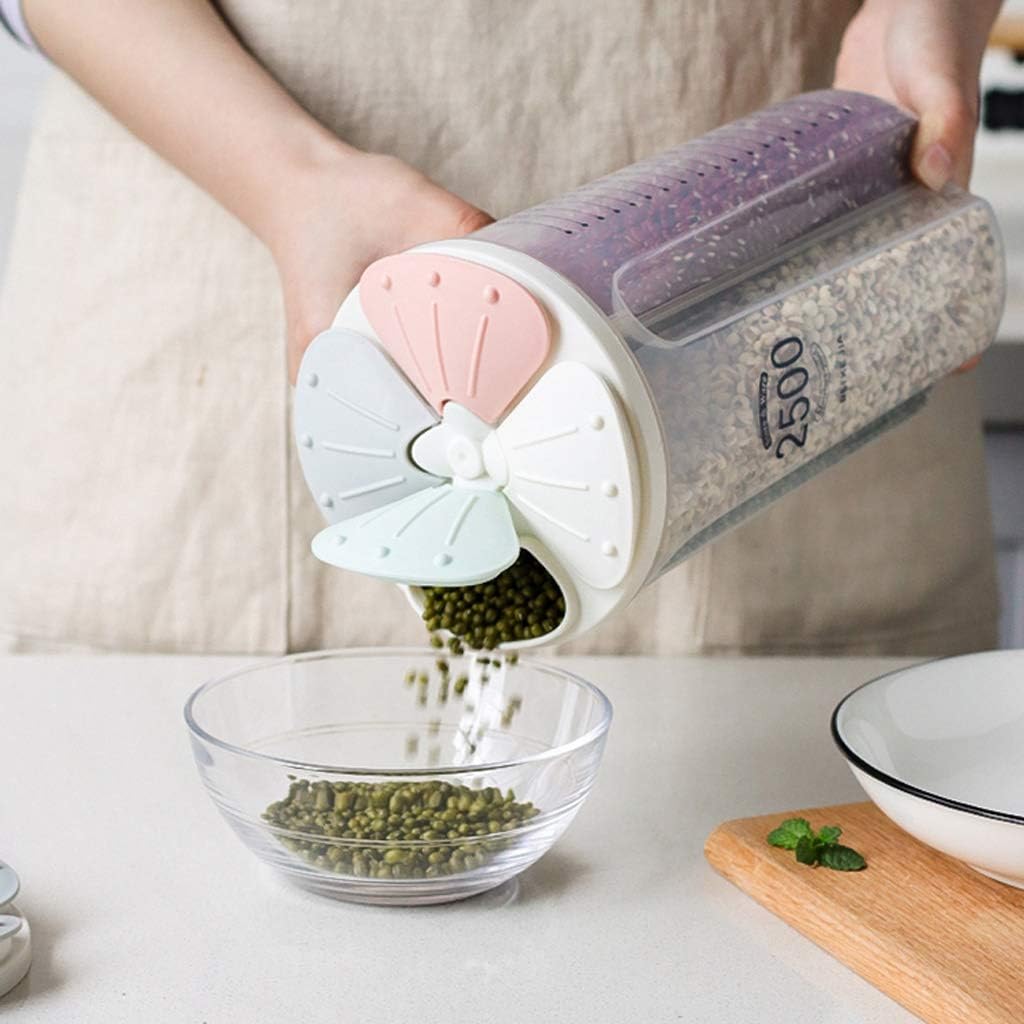 Food Storage Sealed Storage Box Crisper Grains Food Storage Tank Household Kitchen Food Containers for Dry Cereals Measure Cups Kitchen Tool Fresh-Keeping Box (Color : Green2.5L) (Gray 1.5l )