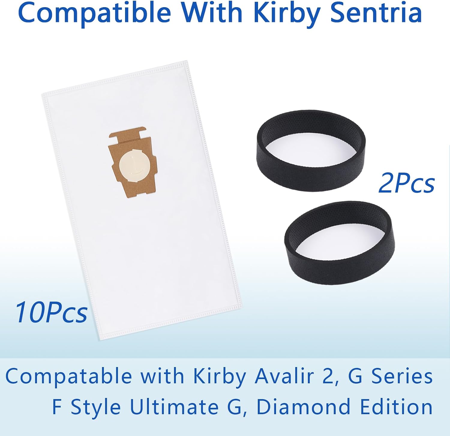 10 Pack Vacuum Bags and 2 Belts Compatible with Kirby Vacuum