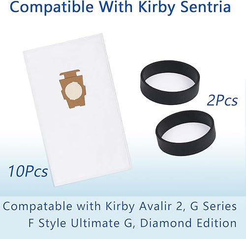 Miniatura 2 de Paquete de 10 bolsas para aspiradora y 2 cinturones compatibles con bolsas de aspiradora Kirby 204811, 204814, 205811 Style F, aptas para todos los
