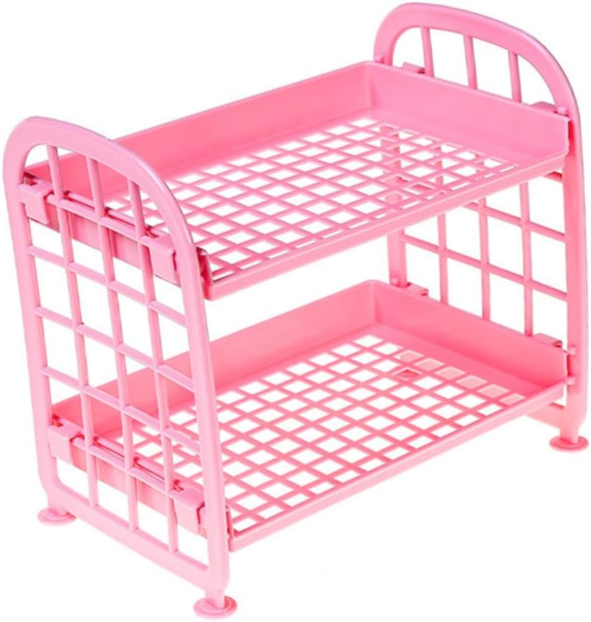 2pcs Stackable Shelves Double Layer Storage Rack Plastic Vegetable Rack Fruit Shelf Random Color