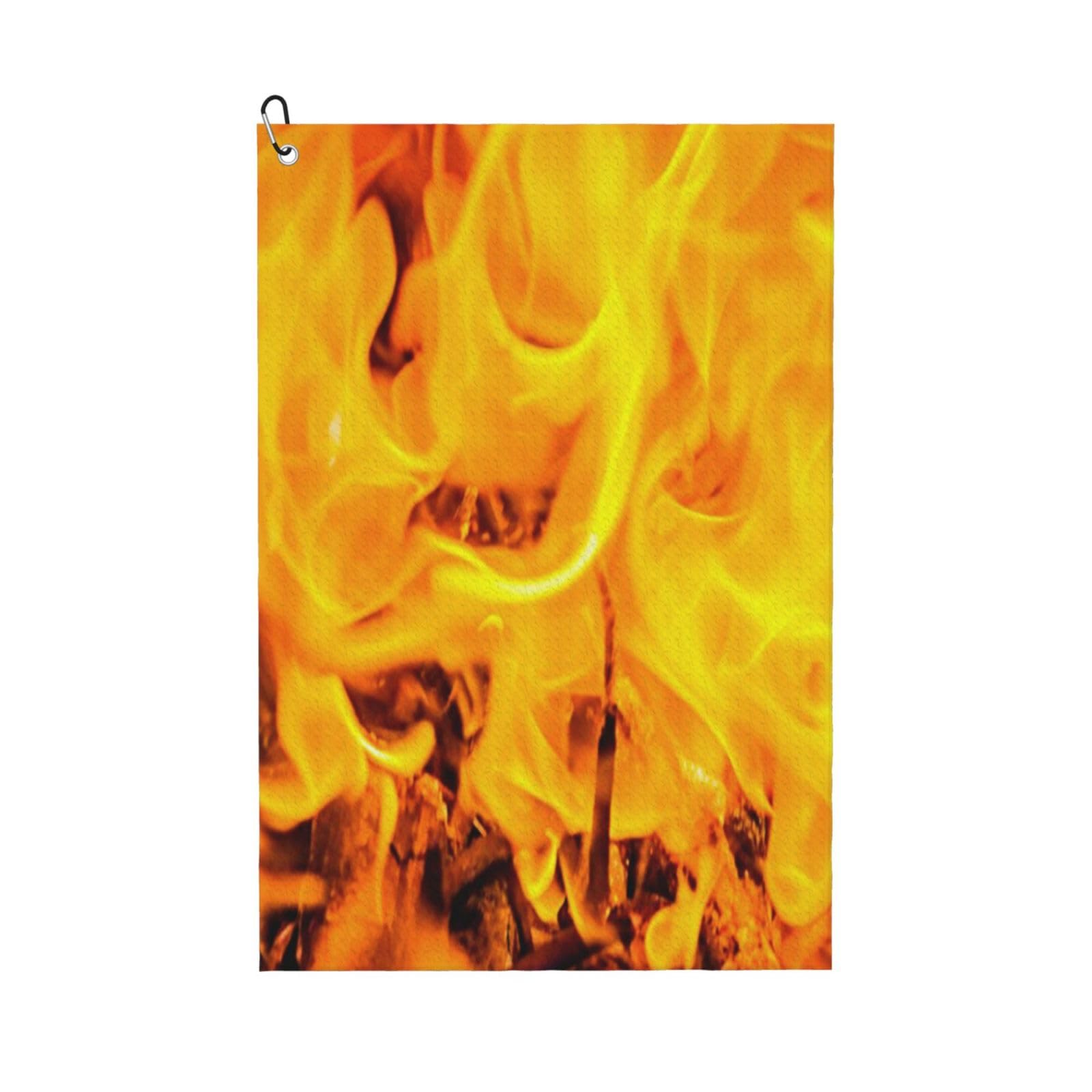 Hnnkloy Fire And Flames, 16x24 in Portable Waffle Golf Towels with Carabiner Clip for Golf Bag