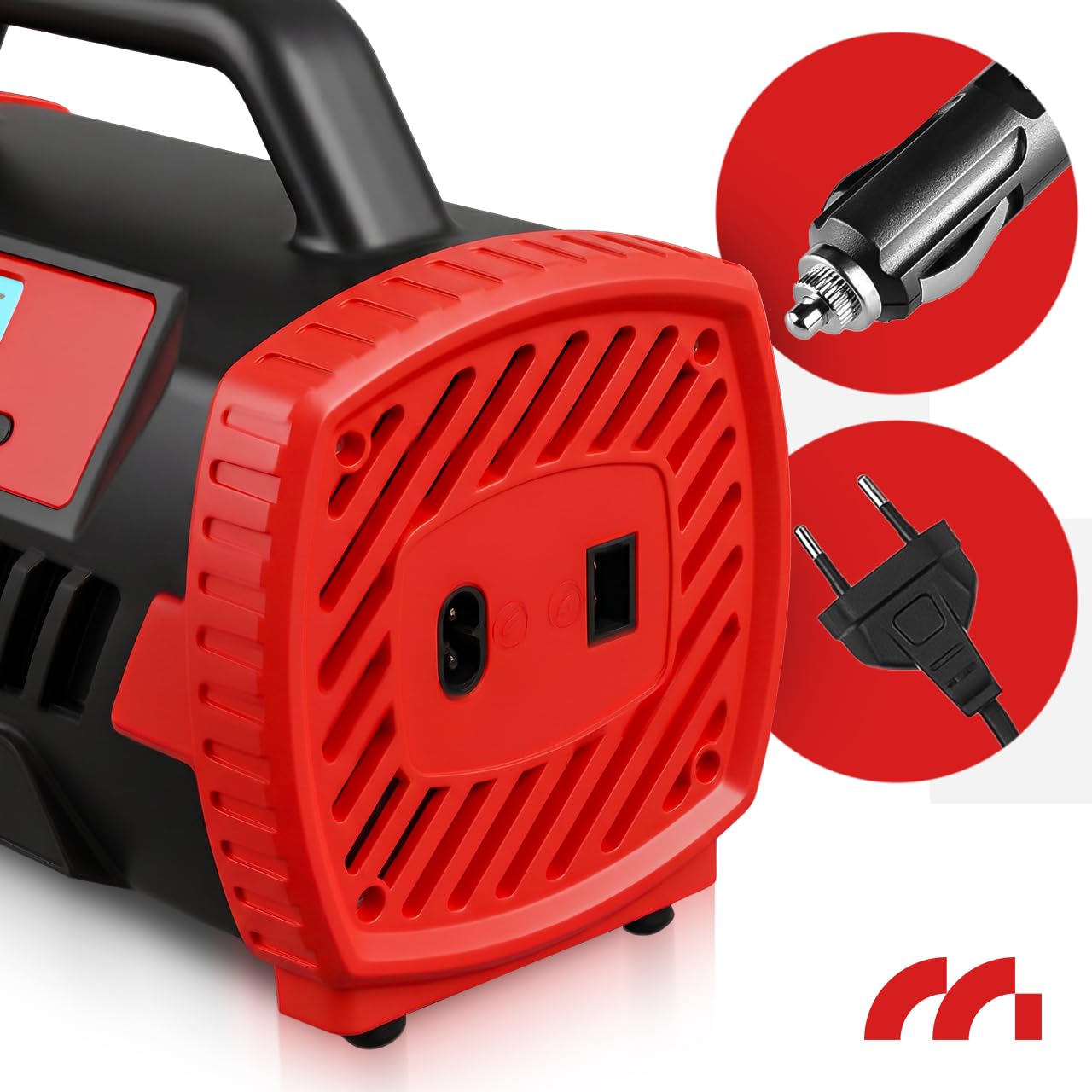 MalTec Kompresor samochodowy cyfrowy do pompowania opon, 150 PSI/10 bar, 12 V/230 V, przenośna sprężarka powietrza, elektryczna pompka samochodowa z diodami LED, wybór ciśnienia, automatyczne