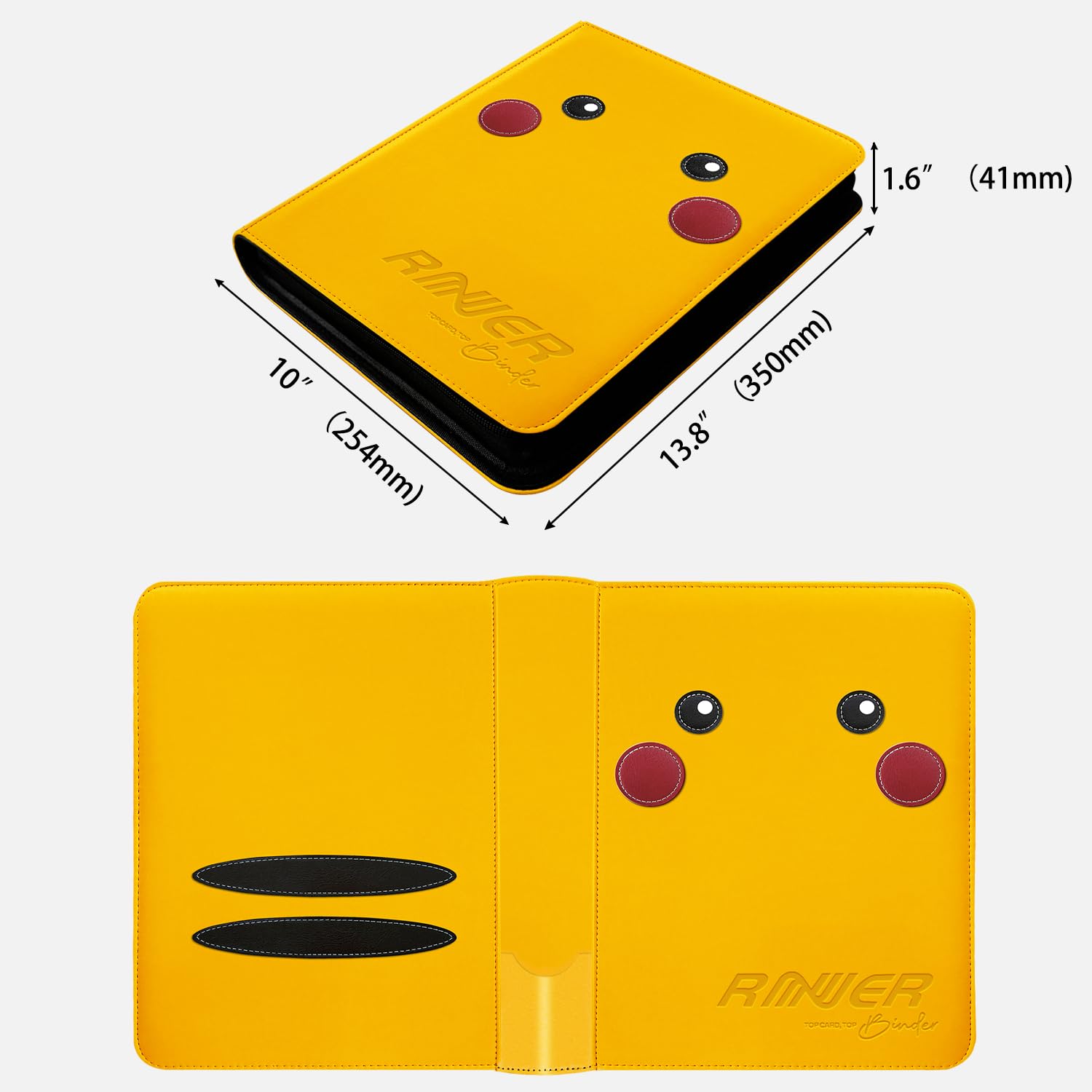 Douper Classeur de Cartes à Collectionner 9 Pochettes, Capacité 360 Cartes | Album de cartes pour jeux de cartes à collectionner avec pochettes à chargement latéral - Jaune