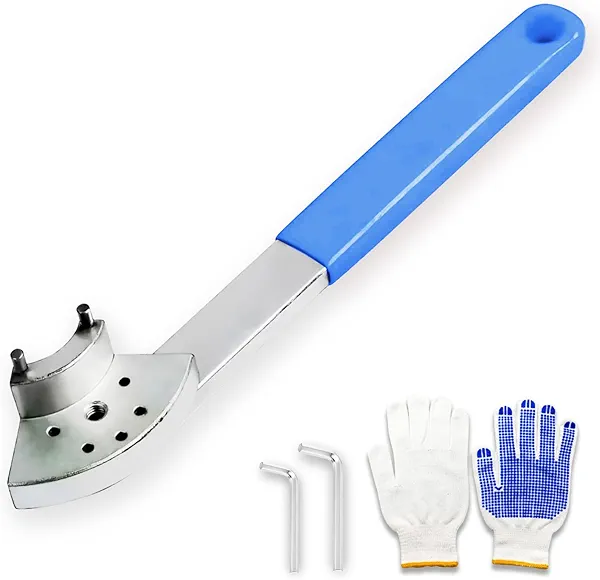Tension Adjuster Pulley Wrench Tool, Engine Timing Belt Tensioner Wrench, 5 Variable Positions Tension Pulley Spanner for VAG vehicles (Blue)
