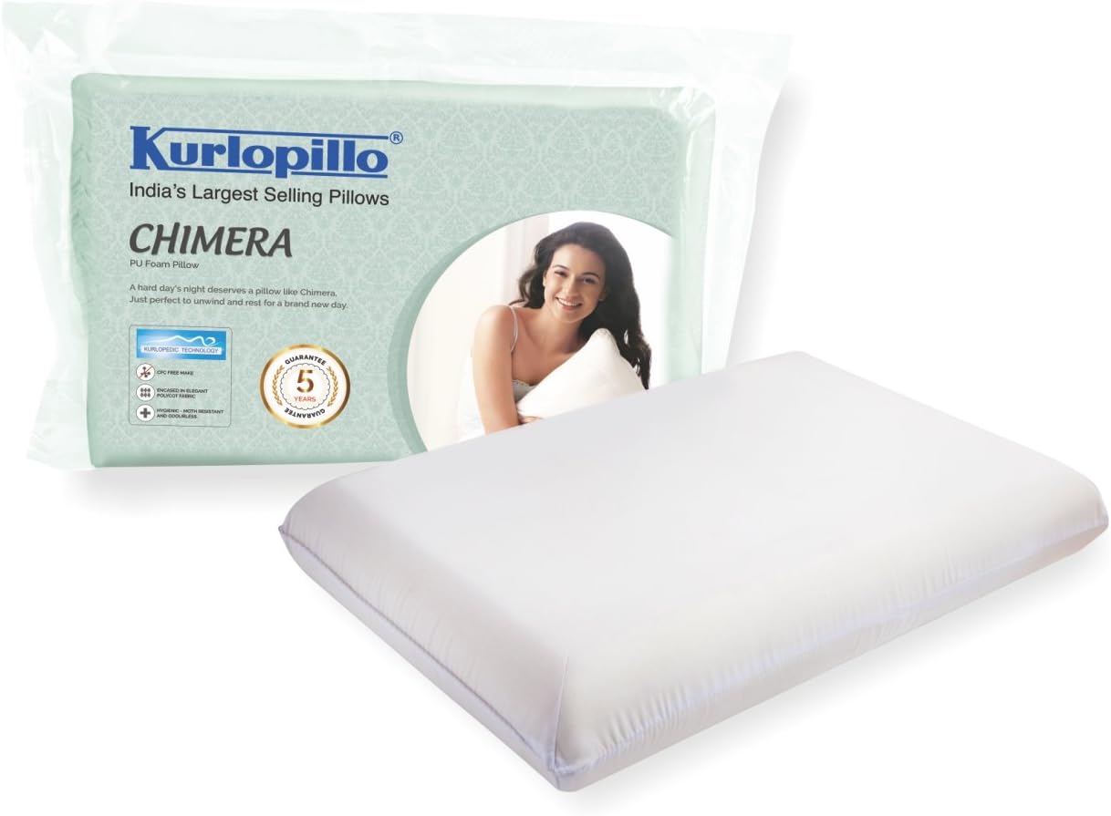 Kurl-On Polyurethane Foam Pillow, 23" X 14" X 4", White, Pack of 1