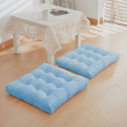 Sperame Floor Pillow Cushions，Outdoor Seat Cushion, Meditation Cushion， Solid Floor Mats For Indoor And Outdoor，20 * 20 Inch 2 Pack Sky Blue #TOP3