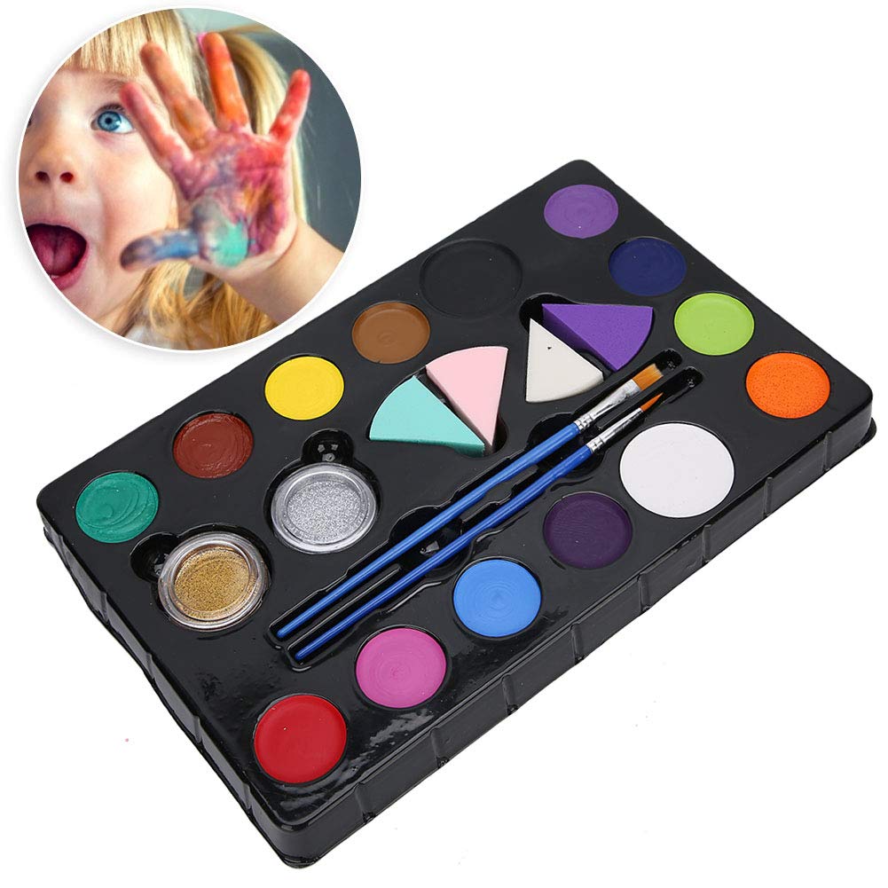 Set di pigmenti per pittura per il corpo e il viso in 14 colori Set di strumenti per pittura cosplay per trucco di Halloween