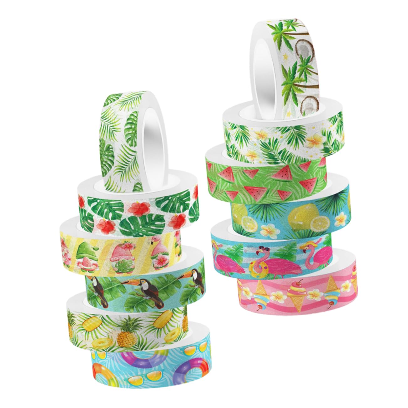 Operitacx 60rollos Cinta Washi Adhesiva Decorativa Para Scrapbooking y Manualidades Cinta De Decoración Para Diarios y Proyectos Diseño De Flamencos Verde