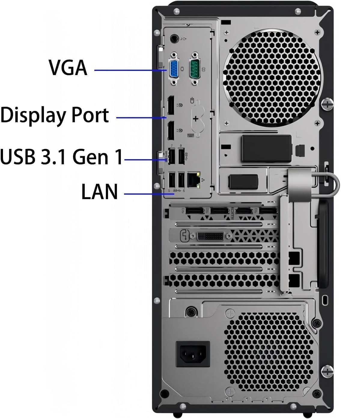 Lenovo ThinkCentre M920T Mini Tower komputer stacjonarny, Intel Core i5-8600, 8 GB RAM, 256 GB SSD, WiFi, Bluetooth, klawiatura US QWERTY, Windows 11 Pro (odnowiony)