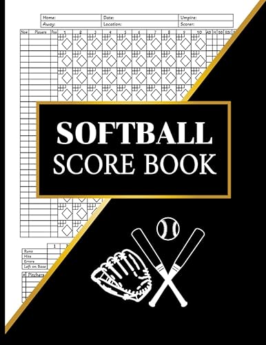Softball Scorebook: 120 Page Softball Score keeping book Large Print 8.5 x 11" , Softball Score sheets, Softball Score Cards