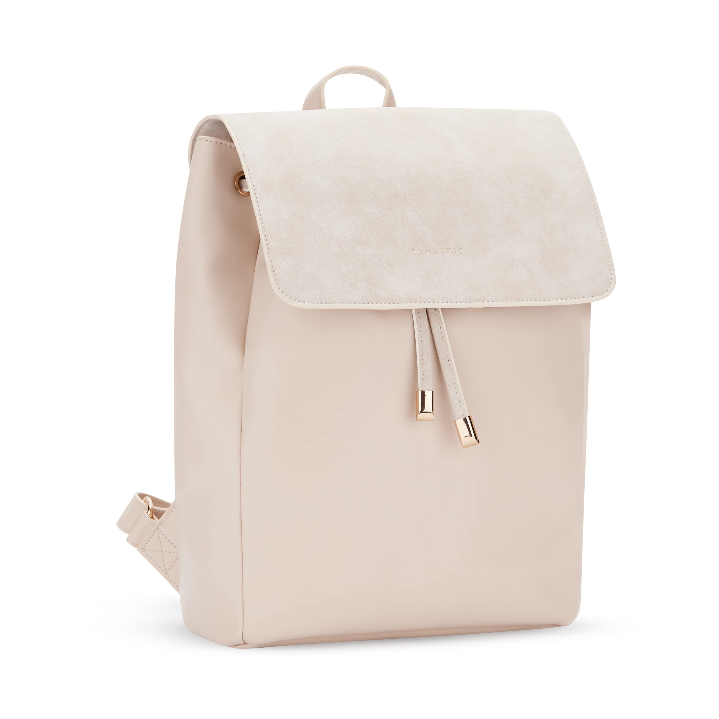 Expatrié Rucksack Damen Elegant Beige - Estelle - Moderner Kleiner Tagesrucksack für City, Business & Uni - Kunstleder Damenrucksack Klein - Wasserabweisend