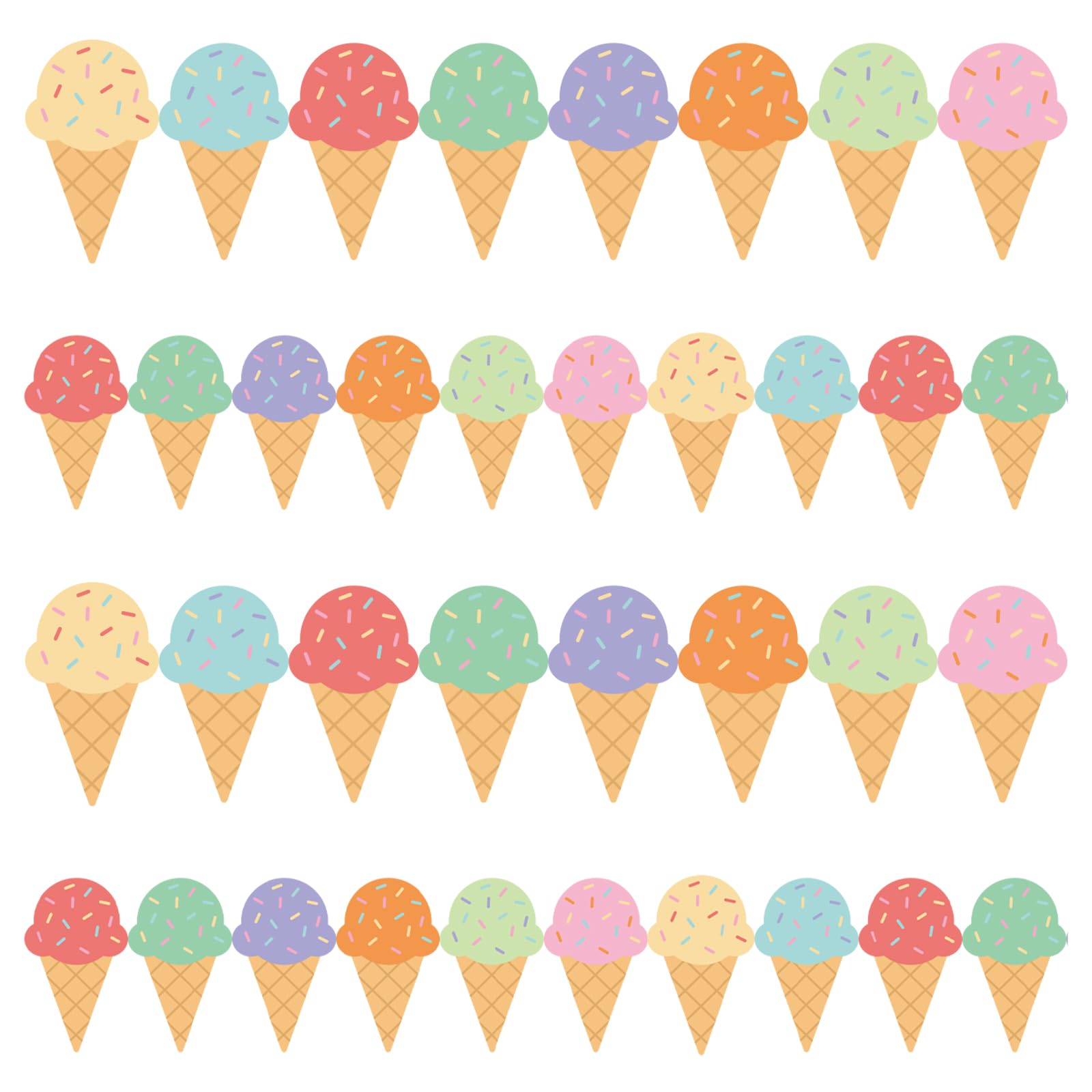FYSUIMU Bulletin Board Borders 65 ft Colored Ice Cream Cone Border Trim Self-Adhesive Sticker Decals for Back to School Home Classroom Summer Party