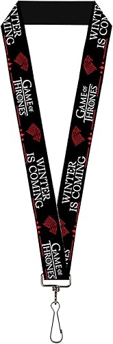 Buckle-Down Cordón de Juegos de Tronos, El invierno de los Juegos de Tronos está llegando Stark Sigil Negro Blanco Rojo, Elástico, Negro -