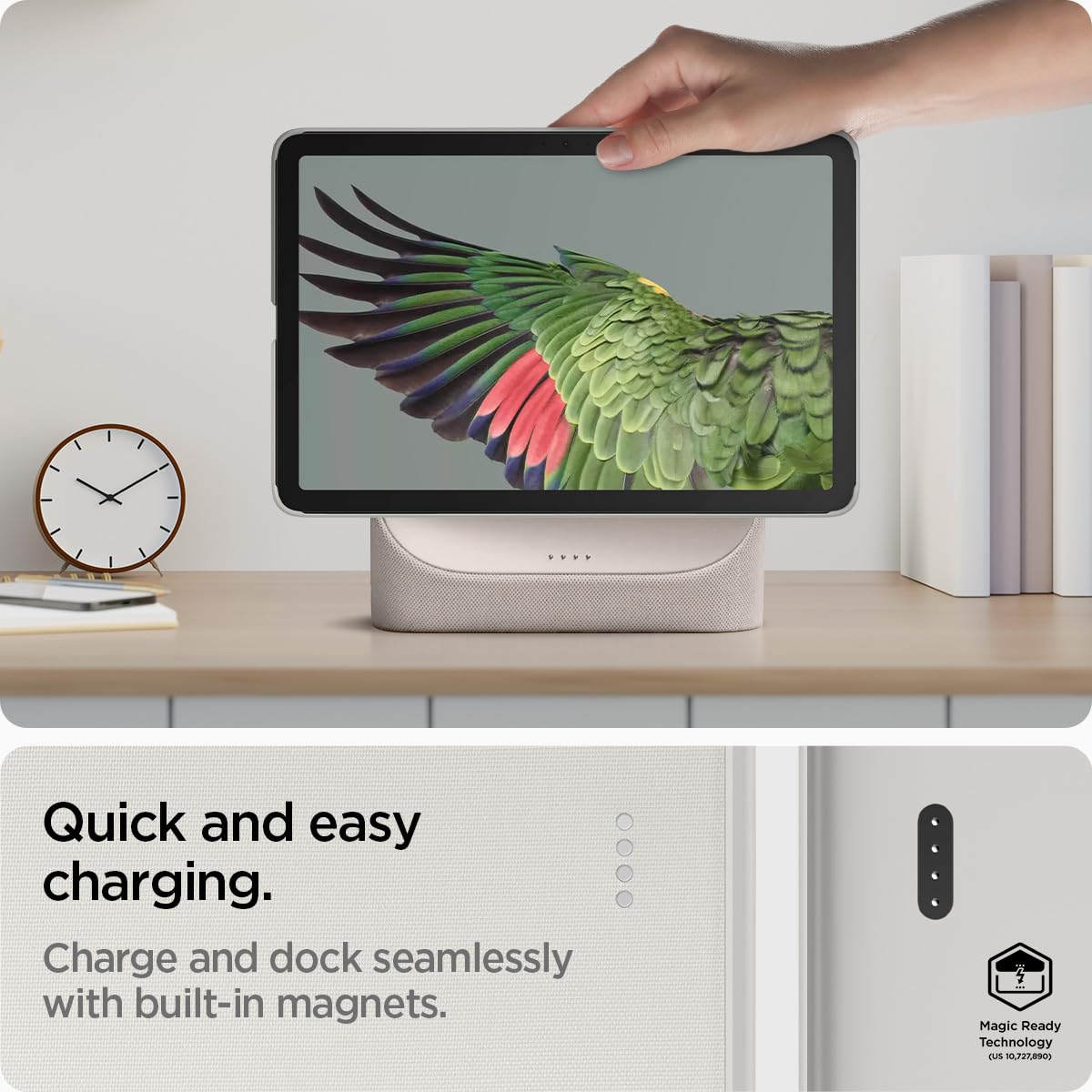 Spigen for Google Pixel Tablet Case (2023), Thin Fit Pro, Full-Back, Slim Fabric Case, Drop-Shockproof Cover, Compatible with Charging Speaker Dock, Gray