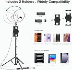 elitehood 12’’ Ring Light for iPad, LED Ring Light with Tripod Stand, Dimmable Makeup Light, YouTube Equipment, Selfie Circle Light with Phone Holder, Ringlight and Stand for Video/Photography/VLOG