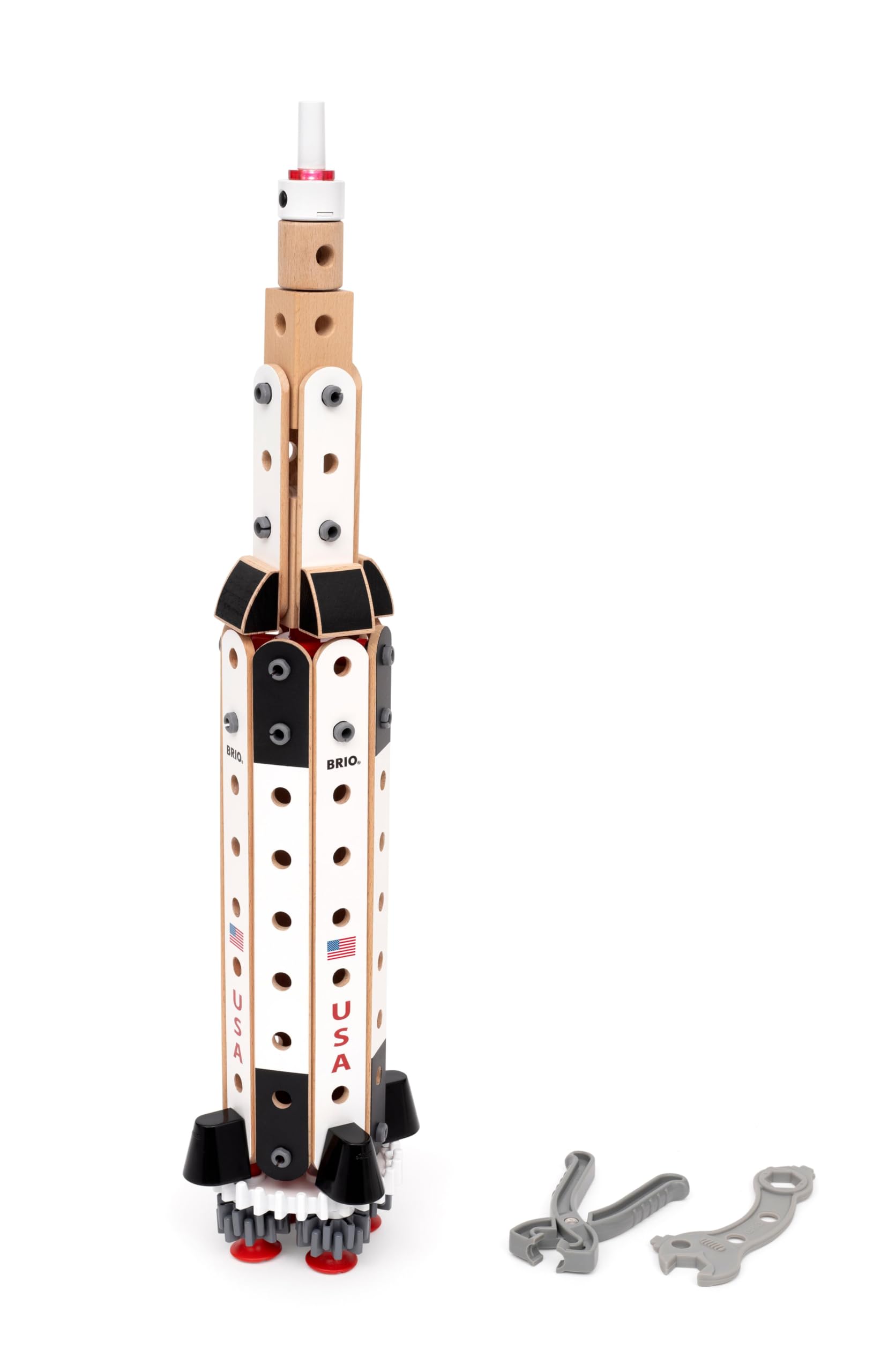 BRIO Builder - Apollo Saturn V Rocket Building Set for Kids Age 3 Years Up, Black, 31 cm breedte x 7 cm lengte x 30 cm hoogte