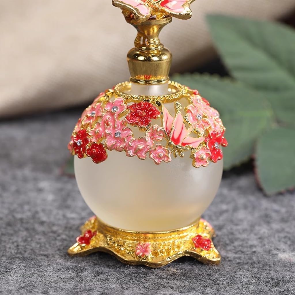 Butelka na perfumy w stylu vintage, pusta butelka, szkło 25 ml z osłoną motylkową