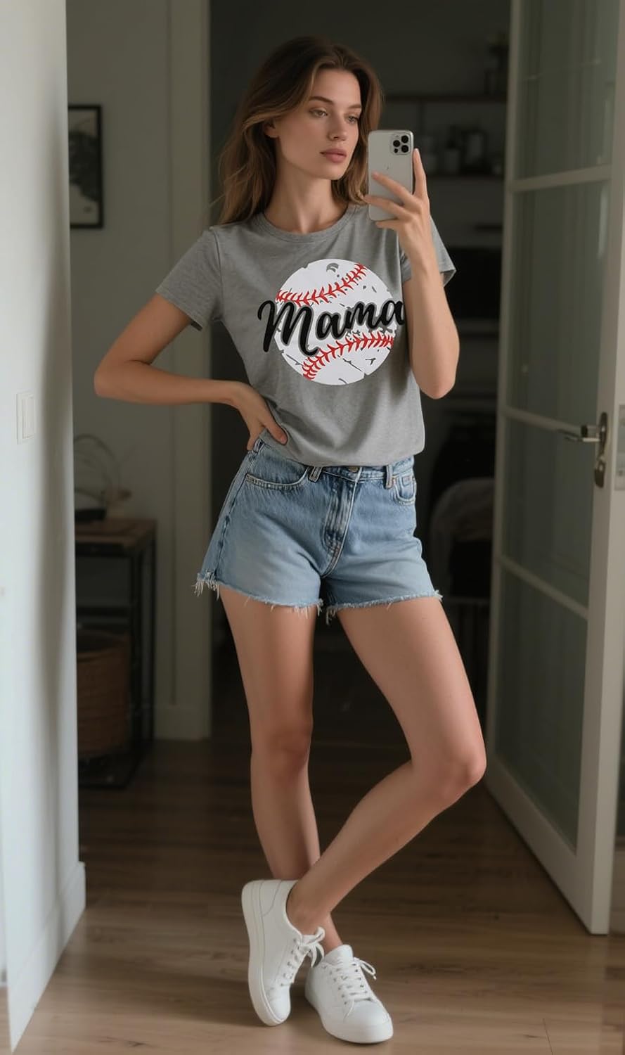 Baseball Mom T-Shirt Women Funny Cool Baseball Shirts Short Sleeve Graphic Tee Summer Tops Loose Casual - Image 6