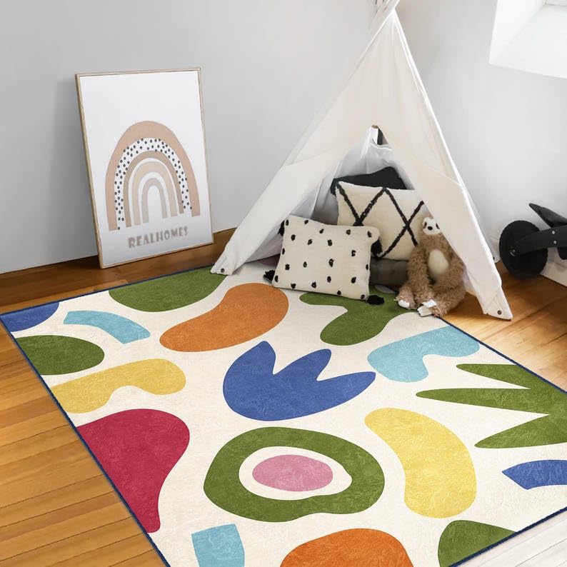 Tapis de sol salon moderne abstrait multicolore doux 200x275cm - 2