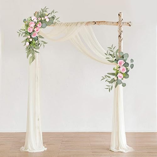 Miniatura 2 de 2 guirnaldas de flores de boda, hojas de eucalipto, guirnaldas florales de rosas y peonías, kit de flores artificiales para arco de boda, letrero de