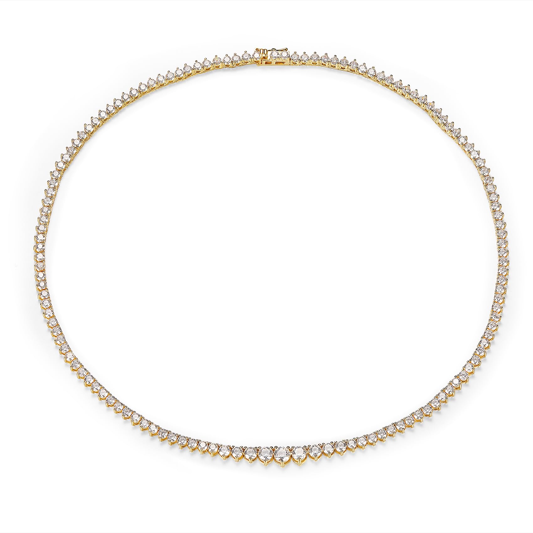 Mdfun Tennis Necklace Graduated 18k White Gold Yellow Gold Plated