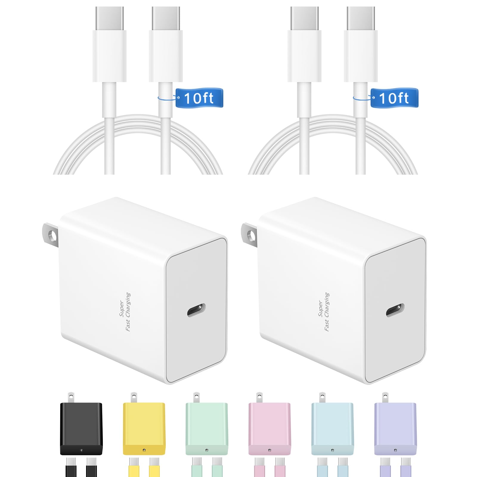 iPhone 17 16 15 Charger Fast Charging,45W USB C Fast Charger Block Dual Port with 10FT Type C Cable Cord for iPhone 17/17 Pro/17 Pro Max/16 Pro Max/16