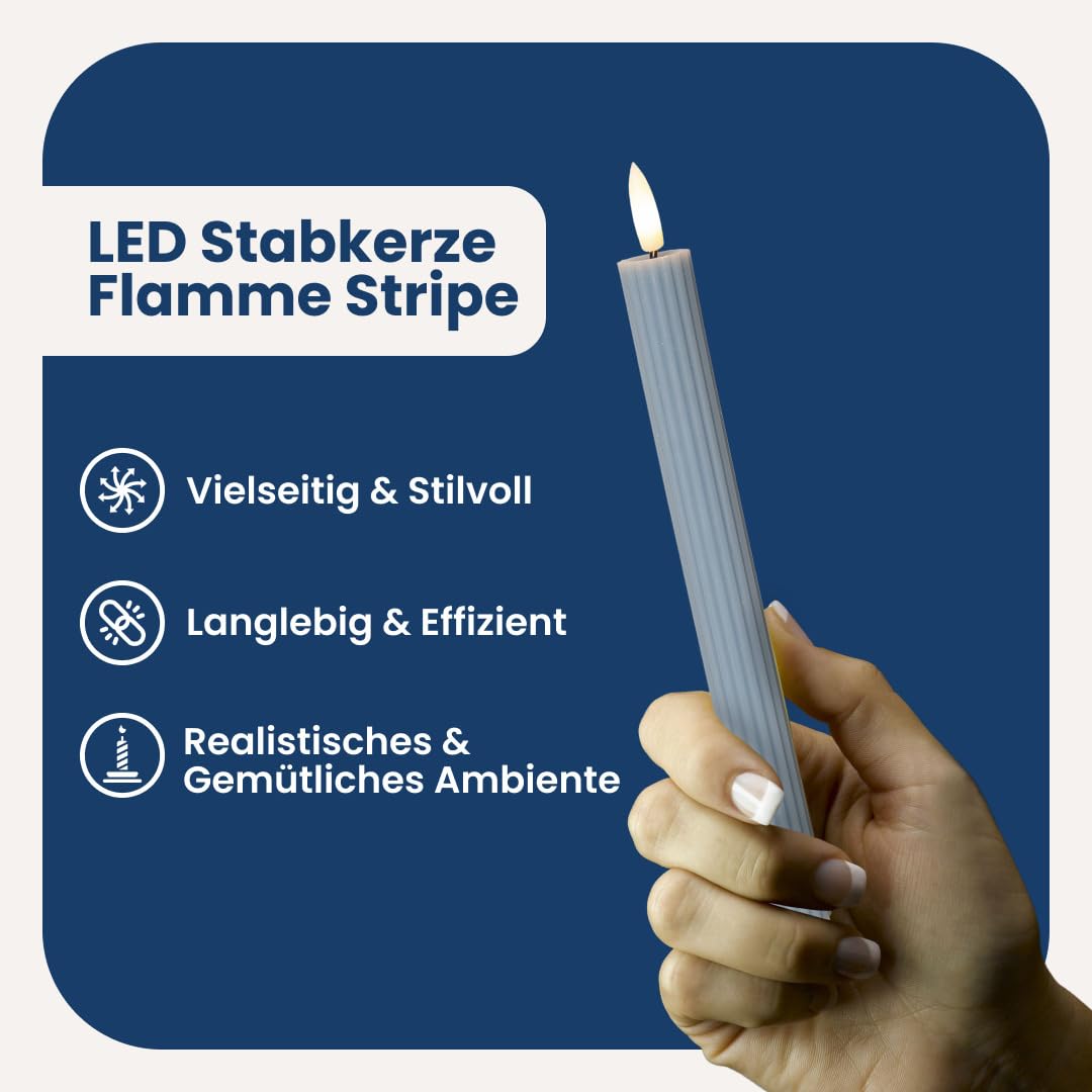12,5 Cm LED-Kerze Aus Echtem Wachs, Salbeigrün, Flackernd – Mit Timer & Fernbedienung, Batteriebetrieben